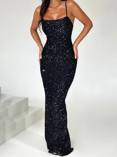 Black Sequin Split Back Maxi Dress PT02025587