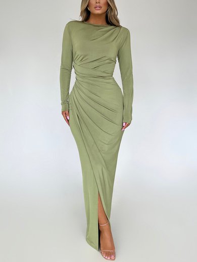 Green Long Sleeve Ruched Corset Maxi Dress PT02025630