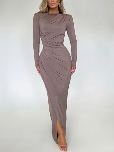 Long Sleeve Ruched Corset Maxi Dress PT02025631
