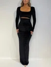 Black Velvet Long Sleeve Maxi Dress PT02025697