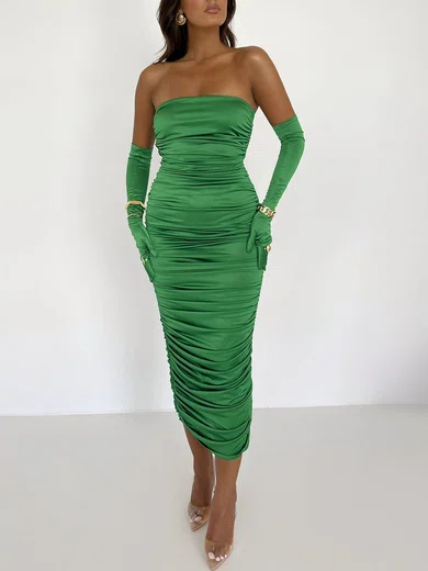 Green Ruched Maxi Dress PT02025722