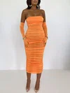 Orange Backless Ruched Midi Dress PT02025724