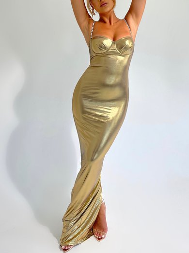 Gold Split Back Metallic Bodycon Maxi Dress PT02025754