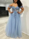 Ball Gown/Princess Off-the-shoulder Tulle Glitter Floor-length Prom Dresses With Sequins #Milly020117839