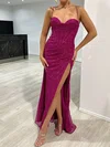 Sheath/Column Cowl Neck Floor-length Glitter Prom Dresses With Ruched #Milly020117823