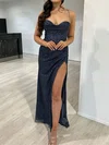 Sheath/Column Cowl Neck Glitter Corset Prom Dresses With Ruched #Milly020117826
