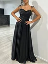 A-line Cowl Neck Silk-like Satin Floor-length Prom Dresses With Split Front #Milly020117877