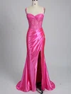 Trumpet/Mermaid Sweetheart Silk-like Satin Sweep Train Prom Dresses With Beading #Milly020117928