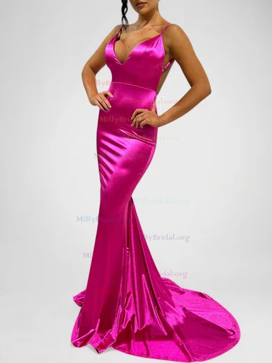 Trumpet Mermaid Fuchsia V Neck Backless Prom Dress Trumpet Mermaid Fuchsia V Neck Backless Prom Dress