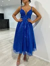 Ball Gown/Princess V-neck Glitter Ankle-length Prom Dresses With Pockets #Milly020117942