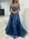 Ball Gown/Princess Sweetheart Tulle Floor-length Prom Dresses With Appliques Lace #Milly020117950