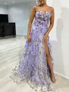 Ball Gown/Princess Square Neckline Organza Sweep Train Prom Dresses With Flower(s) #Milly020117954