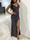 Sheath/Column Cowl Neck Shimmer Crepe Floor-length Prom Dresses With Ruched #Milly020117980