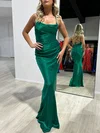 Sheath/Column Cowl Neck Silk-like Satin Floor-length Prom Dresses With Ruched #Milly020118015