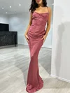 Sheath/Column Cowl Neck Silk-like Satin Floor-length Prom Dresses With Ruched #Milly020118016