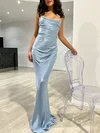 Sheath/Column Cowl Neck Silk-like Satin Floor-length Prom Dresses With Ruched #Milly020118018