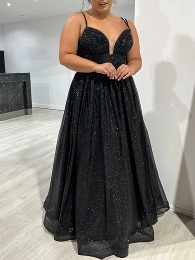 Ball Gown V-neck Tulle Prom Dresses With Ruched #Milly020118021