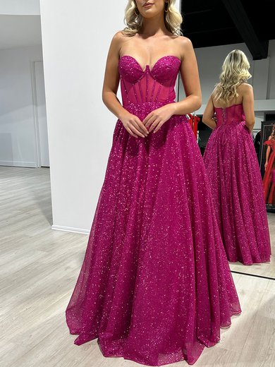 Ball Gown/Princess Sweetheart Glitter Floor-length Prom Dresses With Pockets #Milly020118028