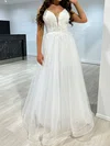 Ball Gown/Princess V-neck Tulle Floor-length Prom Dresses With Beading #Milly020118059