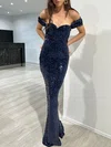 Sheath/Column Off-the-shoulder Sequined Floor-length Prom Dresses #Milly020118067