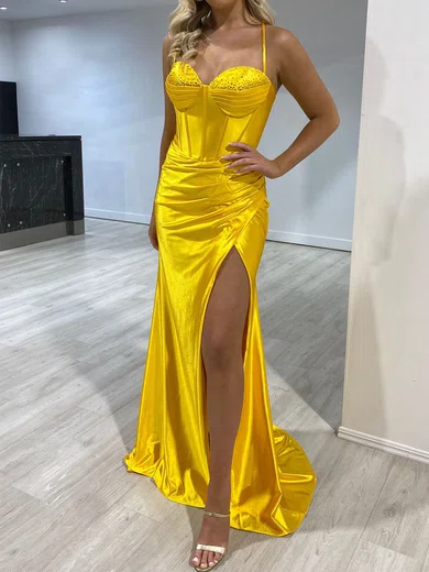 Mermaid Sweetheart Satin Corset Prom Dresses With Ruched #Milly020118091