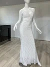 Sheath/Column V-neck Sequined Floor-length Prom Dresses #Milly020118097