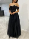Ball Gown/Princess Off-the-shoulder Glitter Floor-length Prom Dresses With Beading #Milly020118161