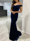 Trumpet/Mermaid Off-the-shoulder Velvet Sweep Train Prom Dresses #Milly020118182