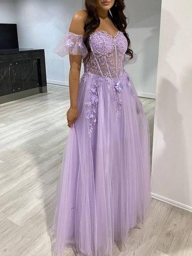 Ball Gown/Princess Sweetheart Tulle Glitter Floor-length Prom Dresses With Sequins #Milly020118317