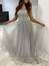 Ball Gown/Princess Illusion Tulle Floor-length Prom Dresses With Appliques Lace #Milly020118409