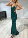 Trumpet/Mermaid V-neck Sequined Sweep Train Prom Dresses #Milly020118434