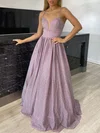 Ball Gown/Princess V-neck Glitter Floor-length Prom Dresses #Milly020118502