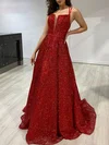 Ball Gown/Princess V-neck Glitter Sweep Train Prom Dresses #Milly020118503