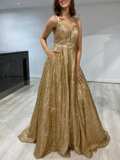 Ball Gown V-neck Glitter Prom Dresses #Milly020118510