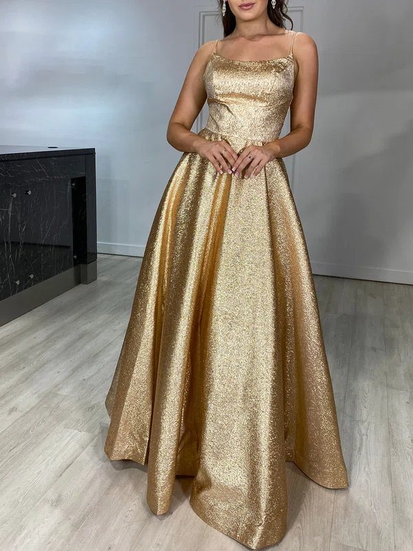 Ball Gown/Princess Scoop Neck Glitter Floor-length Prom Dresses With Pockets #Milly020118531