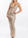 Sheath/Column V-neck Sequined Floor-length Prom Dresses #Milly020118580