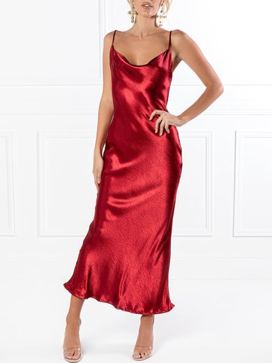 A-line Cowl Neck Silk-like Satin Ankle-length Prom Dresses #Milly020118611