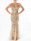 Trumpet/Mermaid Off-the-shoulder Sequined Floor-length Prom Dresses #Milly020118616
