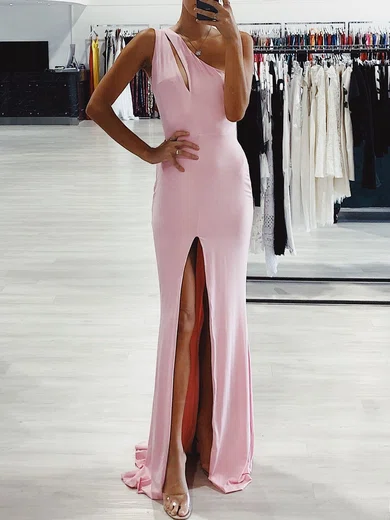 Sheath/Column One Shoulder Jersey Cut Out Prom Dresses #Milly020118619