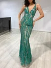 Sheath/Column V-neck Sequined Floor-length Prom Dresses #Milly020118620