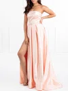 Ball Gown/Princess Straight Satin Sweep Train Prom Dresses With Sashes / Ribbons #Milly020118640