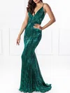 Trumpet/Mermaid V-neck Sequined Sweep Train Prom Dresses #Milly020118670