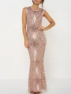 Sheath/Column Scoop Neck Sequined Ankle-length Prom Dresses With Split Back #Milly020118674