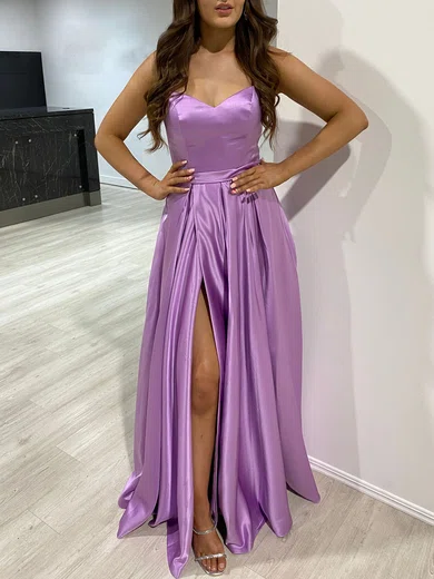 Ball Gown V-neck Satin Prom Dresses With Ruched #Milly020118684