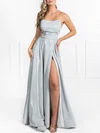 Ball Gown/Princess Straight Glitter Sweep Train Prom Dresses With Split Front #Milly020118687