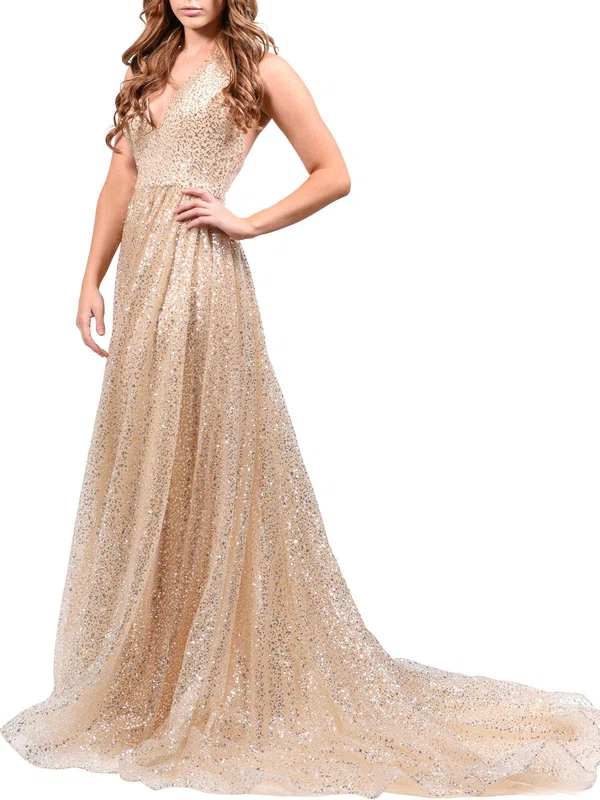 Ball Gown/Princess Halter Glitter Sweep Train Prom Dresses #Milly020118704