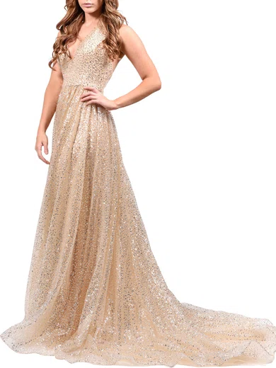 Ball Gown Halter Backless Sparkly Sequin Prom Dresses #Milly020118704