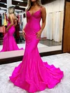 Trumpet/Mermaid V-neck Jersey Sweep Train Prom Dresses With Crystal Detailing #Milly020119676