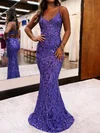 Trumpet/Mermaid V-neck Sequined Sweep Train Prom Dresses #Milly020119734