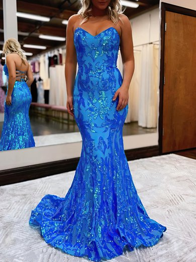 Trumpet/Mermaid Sweetheart Sequined Sweep Train Prom Dresses #Milly020119750